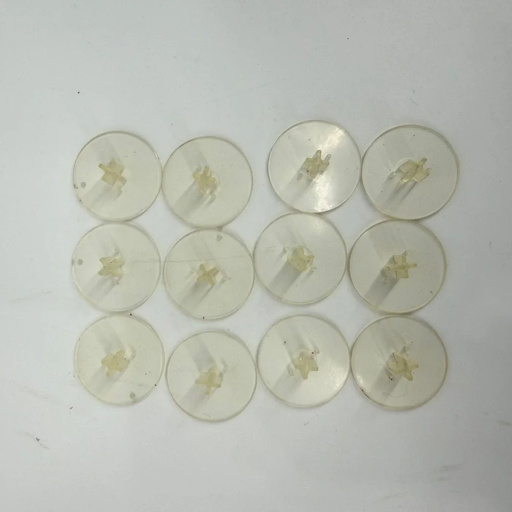 Vintage Kenner CPG Dolls 12pc Clear Figure Display Stands Round Peg Base Set